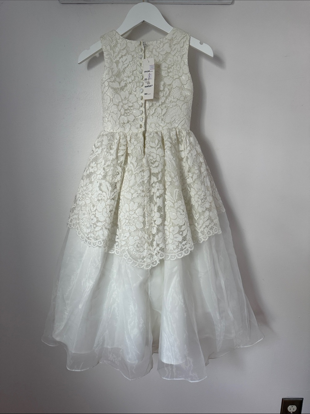 Flower Girl Dress | Bella Bridesmaids | Ivory Lace Overlay Tulle Communion Dress - Picture 9 of 10